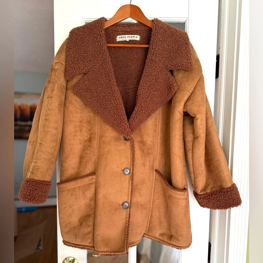 Free People Diogo Colorblock Oversized Coat, Size Medium - Picture 5 of 9